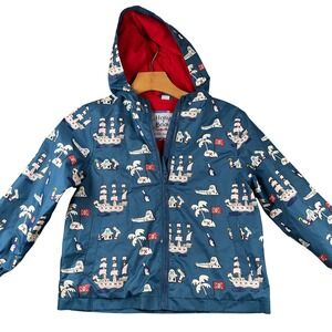 Holly & Beau Pirate Ship Print Color changing Jacket Blue Full Zip Size 7-8